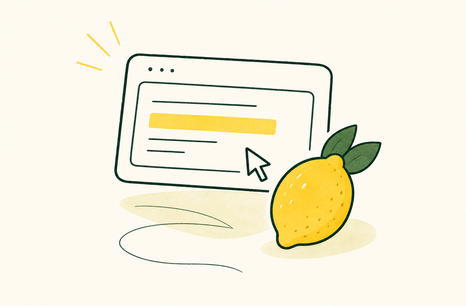 Illustration of a product page and a lemon